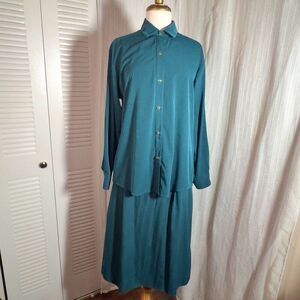 Tilley Silk | Women’s | Skirt Sets | M | Vintage Two Piece Teal Minimal Suit Ski